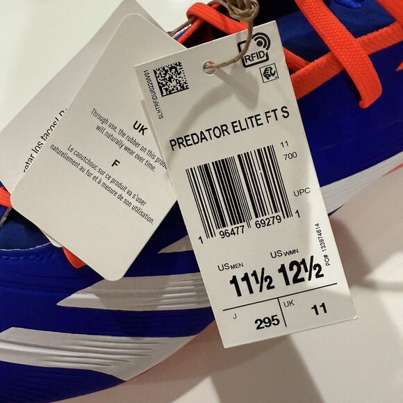 ID0918 Men’s 11.5 adidas PREDATOR ELITE FOLD-OVER TONGUE SOFT GROUND BOOTS main image 5